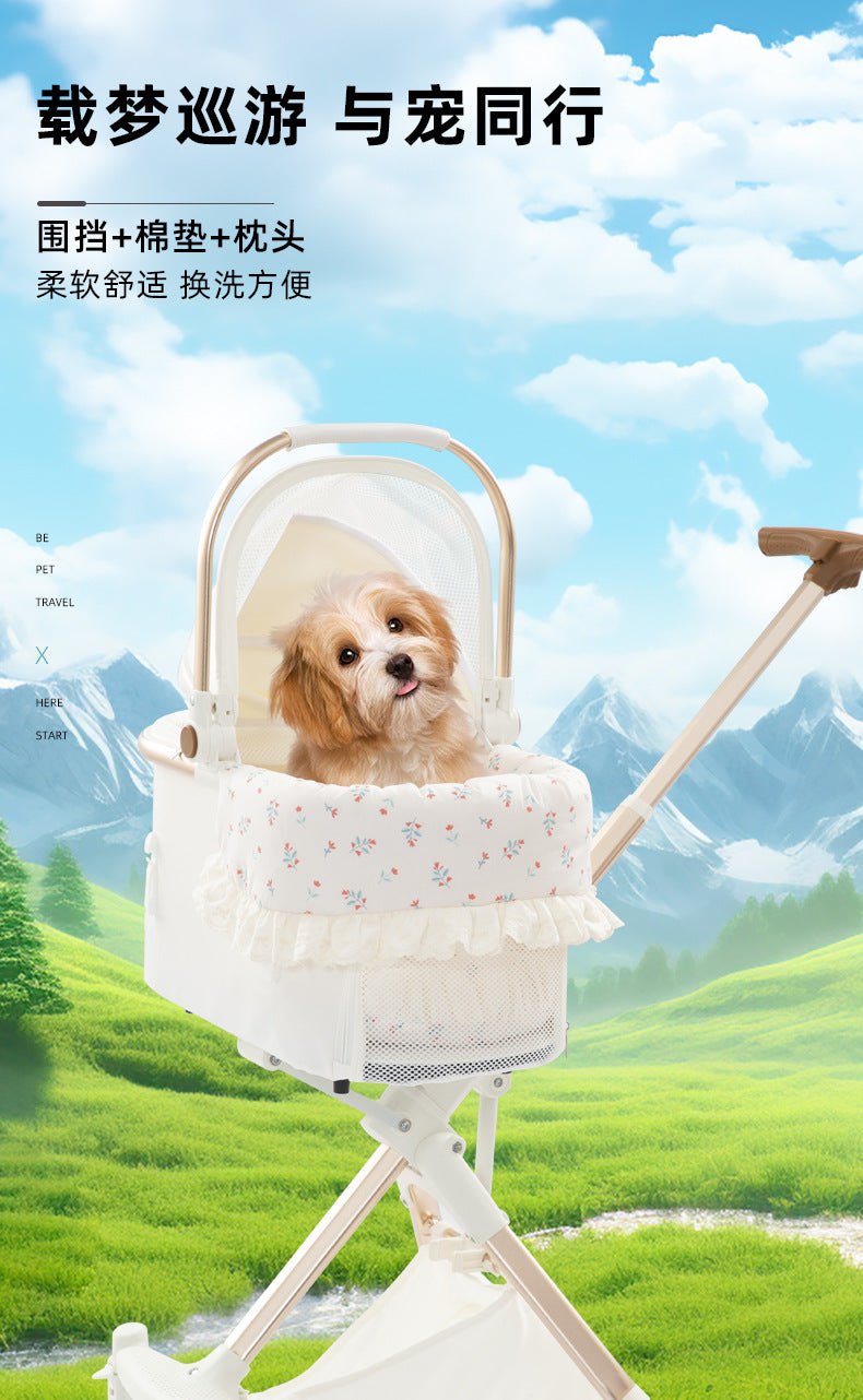 Fashionable Pet Stroller Edge Pad, Anti-Dirt Cover, Pillow, Cute Three-Piece Set, Universal for Cats and Dogs, Detachable and Washable, Wholesale