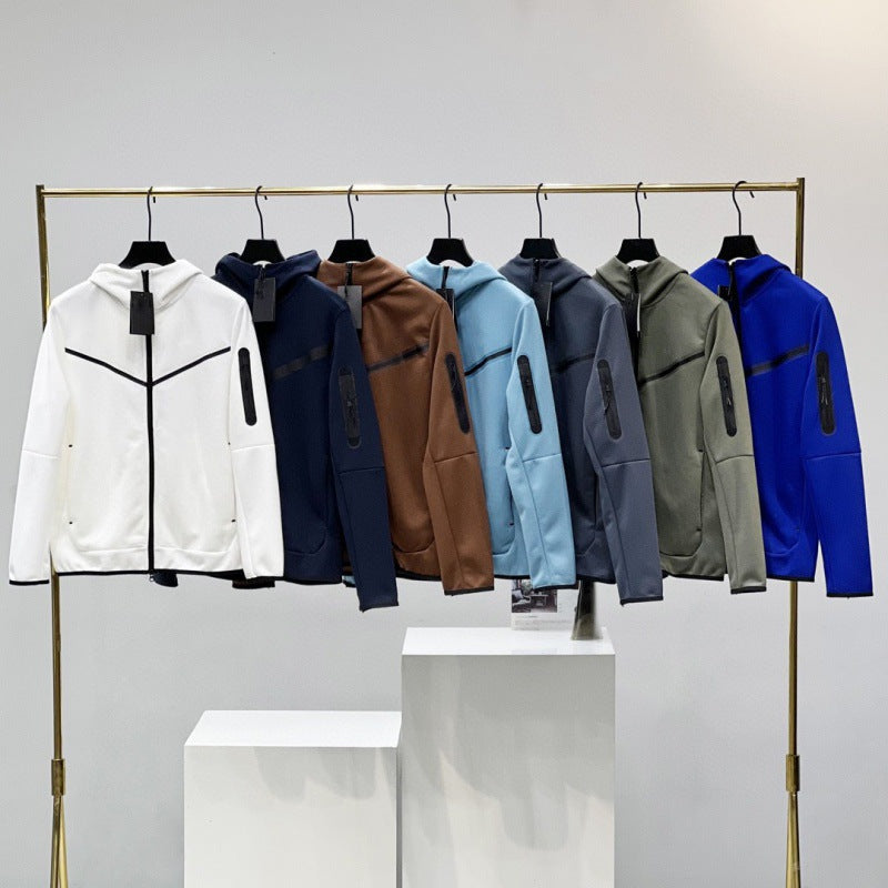 2024 Spring and Autumn Casual Sports Cotton Air Layer Hooded Zipper Cardigan Men's Jacket 490 Coat