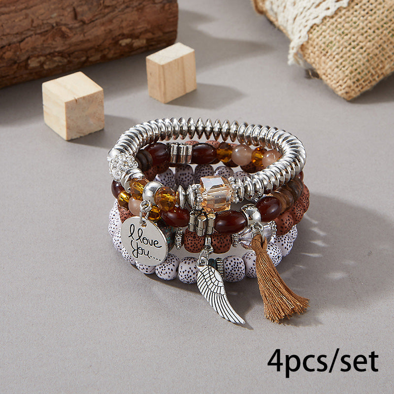 European and American Cross-Border Hot-Selling New Bohemian Bracelets Creative Tassel Multi-Layer Beaded Bracelets Fashion Jewelry