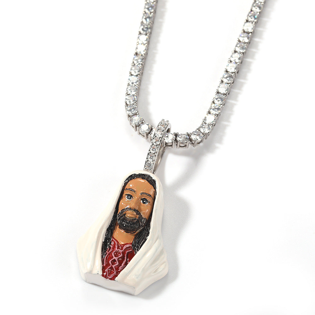 European and American New Products Copper Material Enamel Men's Avatar Personalized Hip-Hop Pendant Necklace Trendy Accessories Jewelry Wholesale