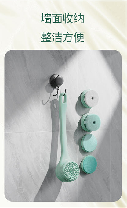 Dual-Handle Electric Bath Scrubber with Five Brush Heads, Spa-Grade Bath Brush, Wireless Electric Bath Brush, Body Cleansing Device