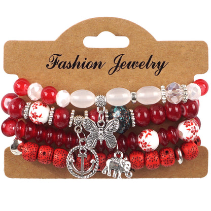European and American Cross-Border Hot-Selling New Bohemian Bracelets Creative Tassel Multi-Layer Beaded Bracelets Fashion Jewelry