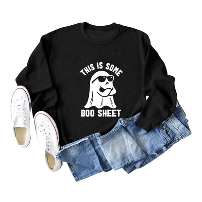 Women's Letter Printed Sweatshirt Cross-Border European and American Fashion Letter Women's Clothing 3D Printed Round Neck Sweatshirt
