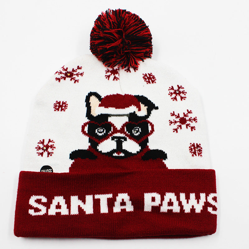 Korean Internet Celebrity Style Snowflake Christmas Hat, Warm and Cold-Proof Women's Knitted Hat with Pom-Pom, Ear-Protecting Yarn Hat, Light Luxury Style