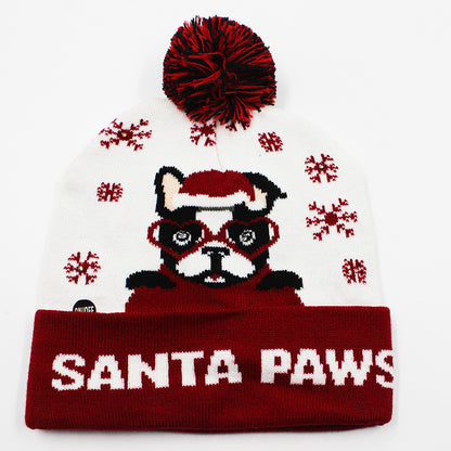 Korean Internet Celebrity Style Snowflake Christmas Hat, Warm and Cold-Proof Women's Knitted Hat with Pom-Pom, Ear-Protecting Yarn Hat, Light Luxury Style