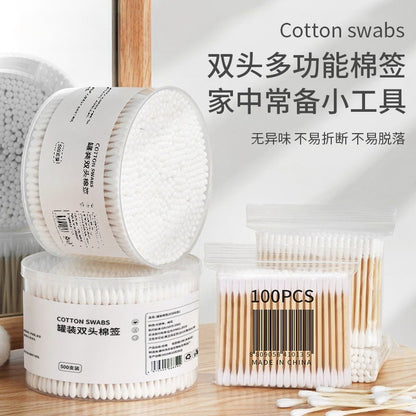 Cotton Swabs Double-Ended Boxed Bagged Disposable Cotton Swabs for Makeup Ear Removal Household Pointed Round Bamboo Swabs Cotton Balls