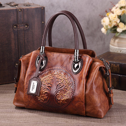2025 New Chinese Style Retro European and American Style Bag Fashion Embossed Gradient Color Hand-Held Crossbody Pillow Women's Bag