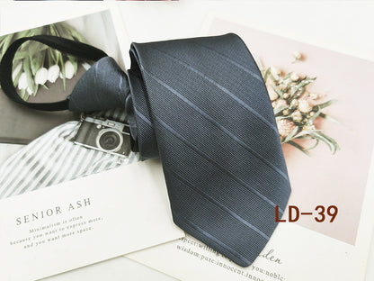 Factory In-Stock Zipper Tie Men's Formal Business 8cm Lazy Tie Red Black Striped Workplace Striped Tie