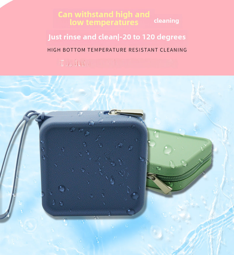 Square Makeup Organizer Silicone Coin Purse Portable Travel Storage Bag Multi-Purpose Lipstick Travel Essential