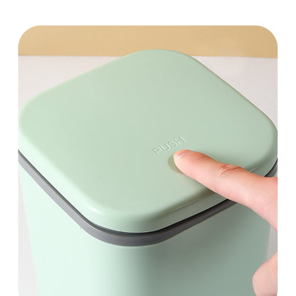 Small Desktop Trash Can for Home Office High-End Dormitory Press with Lid Mini Plastic Storage Trash Can