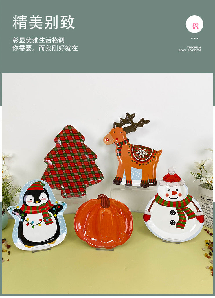 Wanshan melamine plate factory wholesale cross-border European and American dried fruit snack plate home creative pumpkin shape Christmas plate