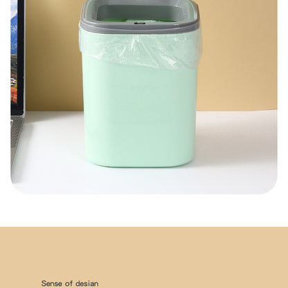 Small Desktop Trash Can for Home Office High-End Dormitory Press with Lid Mini Plastic Storage Trash Can