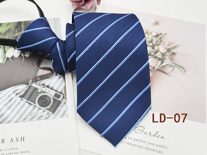 Factory In-Stock Zipper Tie Men's Formal Business 8cm Lazy Tie Red Black Striped Workplace Striped Tie