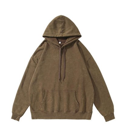 Trendy Brand Heavyweight Pure Cotton Terry 400g Washed Distressed Crew Neck Sweatshirt Hoodie Retro Sweatshirt with Printed Logo