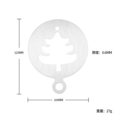 Factory Direct sales Christmas creative stainless steel coffee Garland piece mold portable coffee milk bubble spray flower printing template