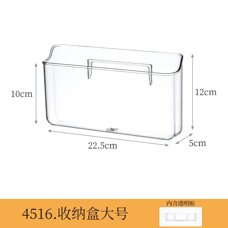 Desktop Wall Hanging Storage Box with Transparent Acrylic Cosmetics Bathroom Stationery Station Kitchen Storage Rack Bedside