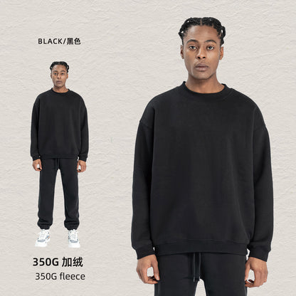 Cai Xiang Island Men's Clothing | Autumn and Winter 350g Dopamine Fleece Oversized Loose Trendy Brand Men's Sweatshirt and Pants Set
