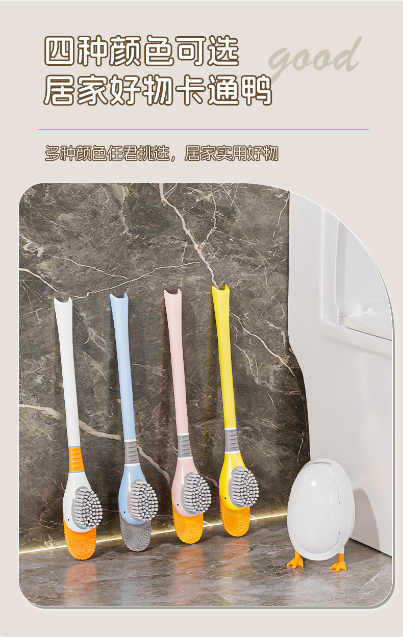 [Patented Authentic] New Diving Cartoon Duck Silicone Toilet Brush Home with Base Cleaning Set Bathroom