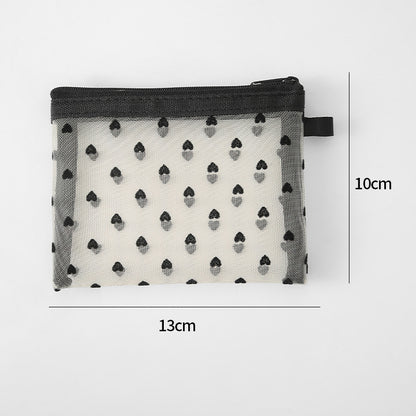 Bei Lian small size mesh cosmetic bag portable flocking cosmetic storage bag love fashion lipstick storage bag wholesale