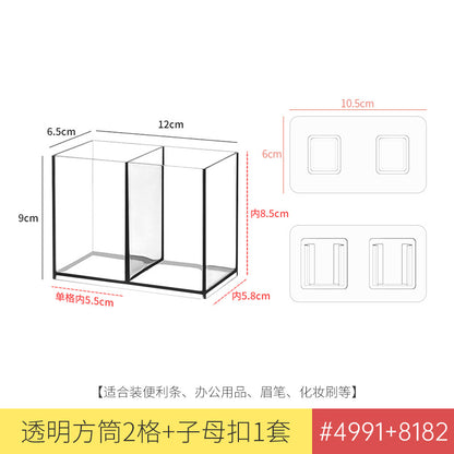 Desktop Wall Hanging Storage Box with Transparent Acrylic Cosmetics Bathroom Stationery Station Kitchen Storage Rack Bedside