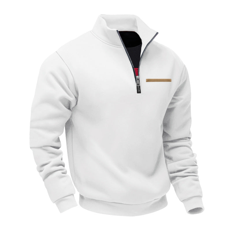Cross-Border American Style Autumn and Winter Heavyweight Fleece Long-Sleeve Men's Sweatshirt with Half-Zip, Loose Fit, Stand Collar, Pullover Men's Sweatshirt