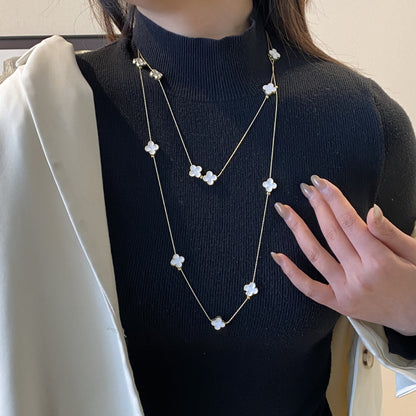 Shijiazu stacked with long pearl necklace women's light luxury temperament sweater chain Joker high sense autumn and winter necklace