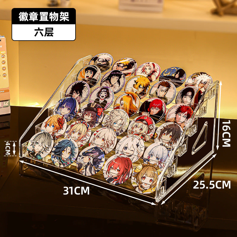 Acrylic Display Stand Transparent Desktop Millet Storage Box Ladder Shelf Peripheral Badge Desktop Storage Rack