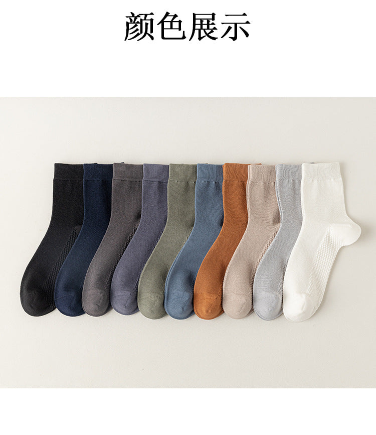 Zhuji socks men's mid-tube socks summer ultra-thin deodorant summer business spring and summer mesh stockings breathable sweat absorption