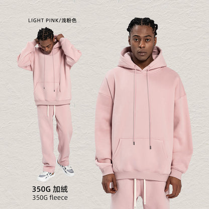 Cai Xiang Island Men's Clothing | Autumn and Winter Cross-Border American-Style Fleece Hoodie Men's Street Fashion Hooded Sweatshirt with Drawstring