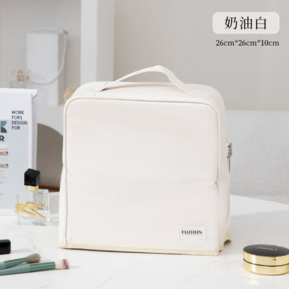 Vertical Cosmetic Bag, Large Capacity, Women's Pencil Case, Travel Pu Waterproof, Can Be Hung on Luggage, Makeup Brush Storage Bag