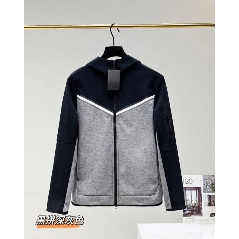 2024 Spring and Autumn Casual Sports Cotton Air Layer Hooded Zipper Cardigan Men's Jacket 490 Coat
