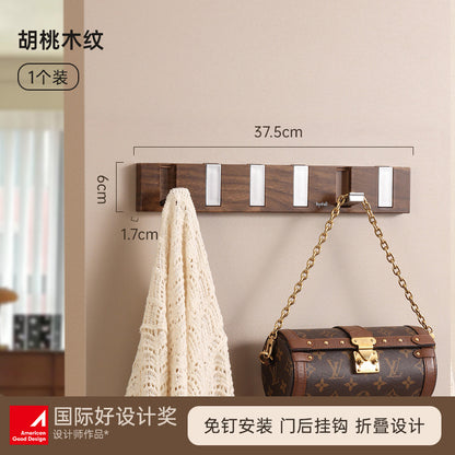Door Hook Punch-free Clothes Bag Storage Rack Bedroom Door Wood Grain Clothes Hook Storage Door Hanger
