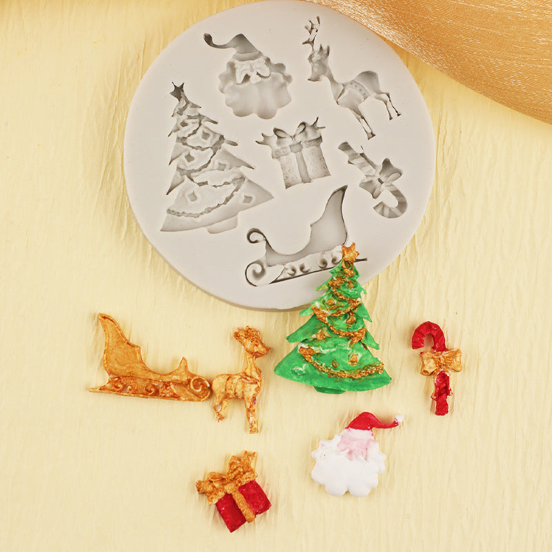 DIY Christmas mold Christmas tree elk Bell gift chocolate baking tools flip sugar cake mold