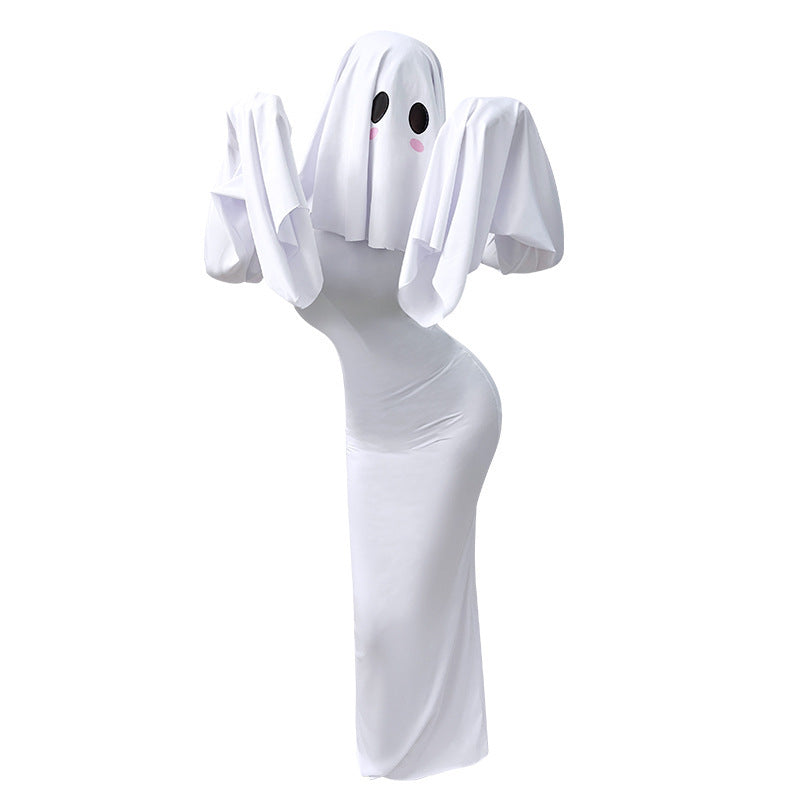 Halloween New Ghost Mother Cos Dress Lady Apricot Same Style Sexy Backless dress Stage Performance Dress for Women