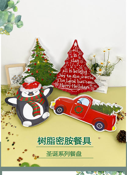 Wanshan melamine plate factory wholesale cross-border European and American dried fruit snack plate home creative pumpkin shape Christmas plate