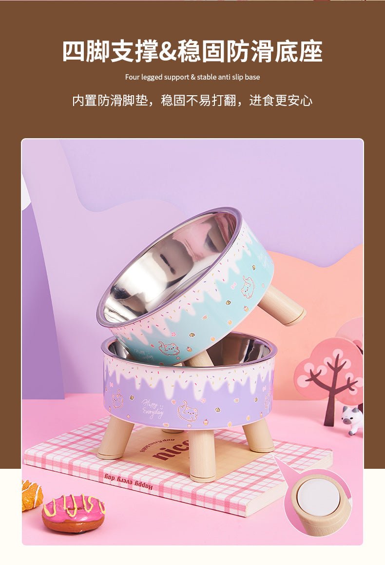 Pet Bowl Anti-overturning Cat Bowl Pet Stainless Steel Dog Bowl Cat Neck Protection High Foot Bowl Dog Food Utensils Cross-border New