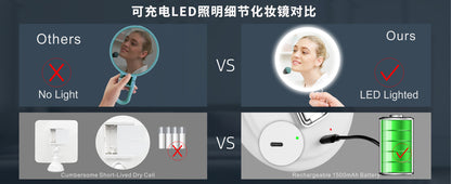 6 inch 10 times 20 times 30 times rechargeable led magnification suction cup makeup mirror 360 ° rotatable makeup mirror