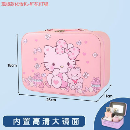 Leather Ready-Made Cartoon Makeup Case with Mirror, Makeup Bag with a High-End Feel, Multifunctional Storage Bag, Large Capacity Wholesale