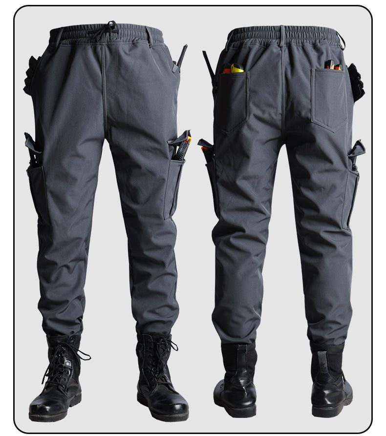 Men's Autumn and Winter Fleece-Lined Thickened Softshell Tactical Outdoor Sports Workwear Suit, Waterproof and Windproof