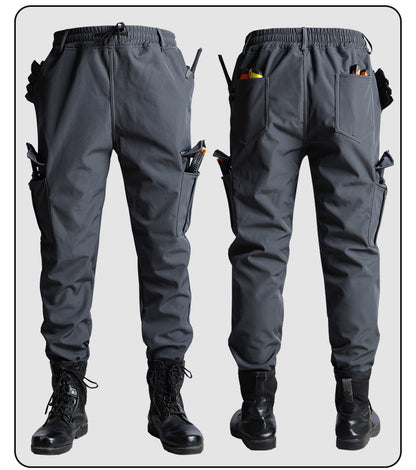 Men's Autumn and Winter Fleece-Lined Thickened Softshell Tactical Outdoor Sports Workwear Suit, Waterproof and Windproof