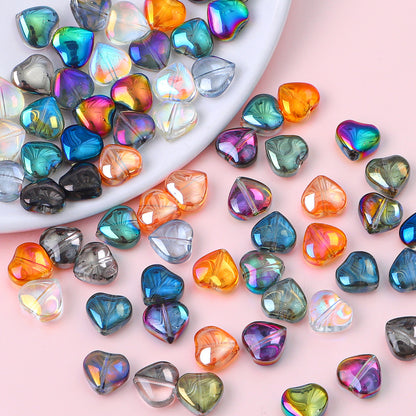 10mm Glass Color-Coated Peach Heart Crystal Beads Loose Beads DIY Handmade Necklace Bracelet Ear Jewelry Manufacturer Direct Sales Wholesale
