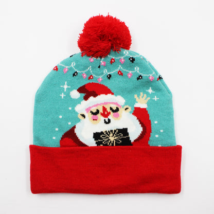 Korean Internet Celebrity Style Snowflake Christmas Hat, Warm and Cold-Proof Women's Knitted Hat with Pom-Pom, Ear-Protecting Yarn Hat, Light Luxury Style