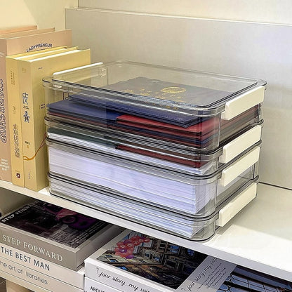 Paper storage and organizing artifact large capacity transparent plastic household registration book junior high school graduation certificate a4 file storage box