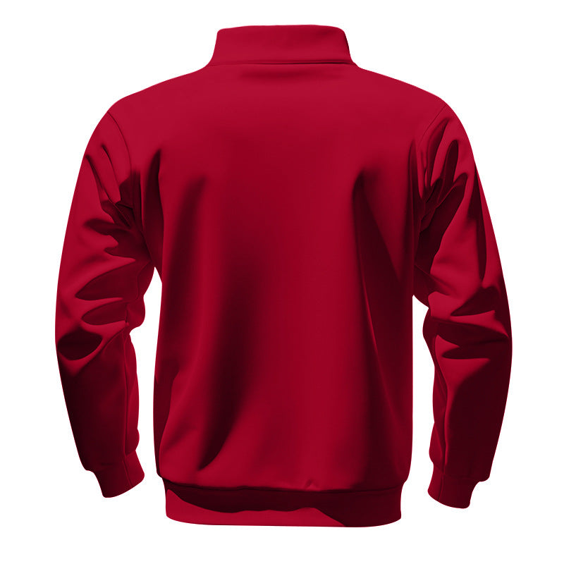 Cross-Border American Style Autumn and Winter Heavyweight Fleece Long-Sleeve Men's Sweatshirt with Half-Zip, Loose Fit, Stand Collar, Pullover Men's Sweatshirt