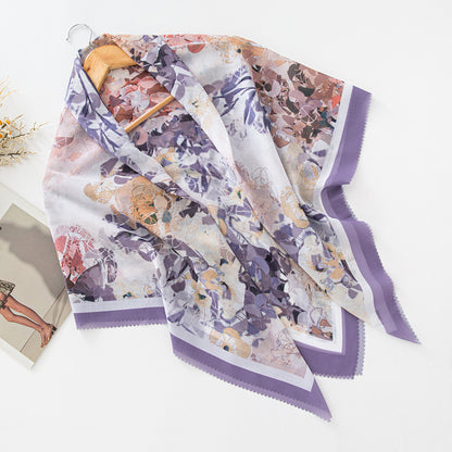 Cross-Border New Product Voile Print 110 Square Scarf Classic Lace Scarf Turban Malaysian Shawl