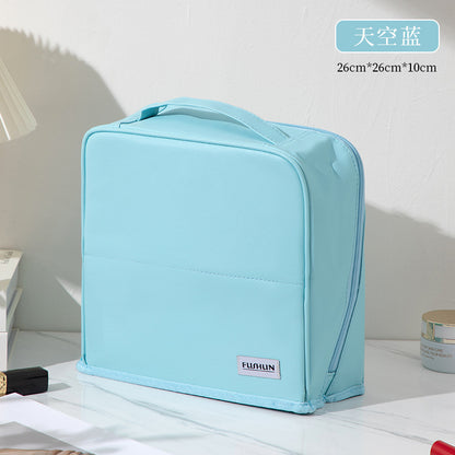 Vertical Cosmetic Bag, Large Capacity, Women's Pencil Case, Travel Pu Waterproof, Can Be Hung on Luggage, Makeup Brush Storage Bag