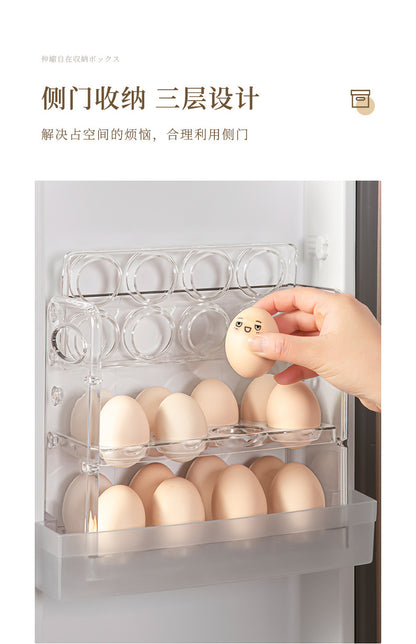 Egg Storage Box for Refrigerator Side Door, Egg Carton Holder, Food-Grade Special Transparent Storage and Preservation Box with Lid