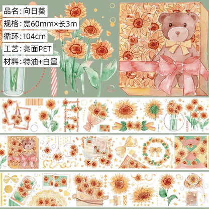 New pet Journal tape flower special material autumn letter simple full roll material shell optical flow hemp Journal tape