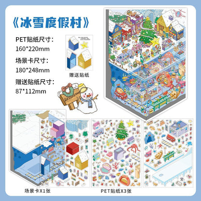 Infeel.Me Extra Large Scenery Stickers Today's Business Hours Open - Part Twelve DIY Journal Scene Stickers