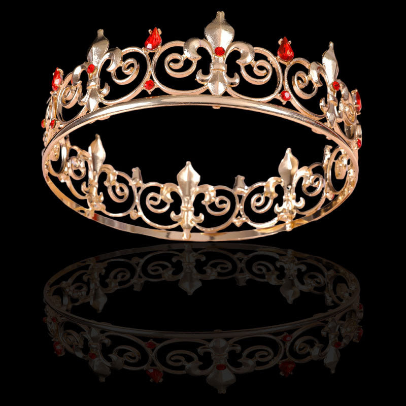 Halloween Stage Opera Performance Unisex Men Golden King Crown Headwear Adult Birthday Crown